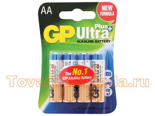 Батарейка LR6  GP Ultra Plus, AA (LR06, 15А), алкалиновые, 4 шт., в блистере, 15AUP-2CR4 цена за 1шт