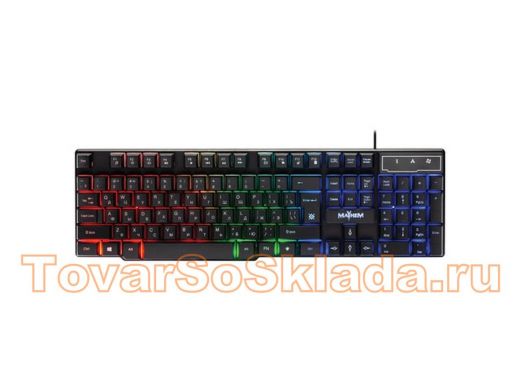 Клавиатура проводная DEFENDER Mayhem GK-360DL, USB, 104 клавиши,с подсветкой,черная,45360, игровая