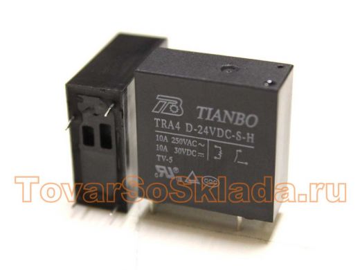 Электромагнитное реле  TRA4 (DC24V-10A-1A) 24,5х10х25 4к. (Tianbo)  контакты под пайку