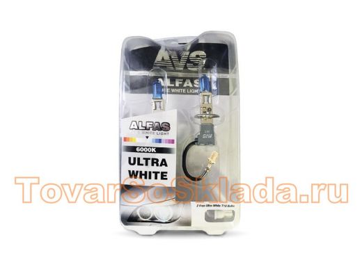 Газонаполненные лампы AVS ALFAS Pure-White 6000К H1 12V 85W, комплект 2+2 (T-10) шт.
