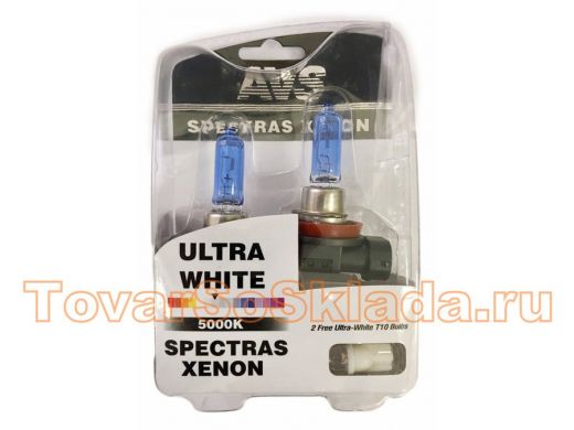 Газонаполненные лампы AVS SPECTRAS Xenon 5000K H11 12V 75W, комплект 2+2 (T-10) шт.