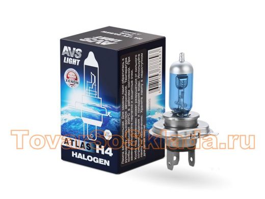 Галогенная лампа AVS ATLAS BOX/5000К/ H4.12V.60/55W.Коробка-1шт.