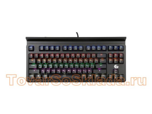 Клавиатура проводная Gembird KB-G520L USB,механ. чёрн, 87 кл.,Rainbow,10 реж.,1,8м,подставка