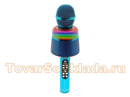 Микрофон караоке, Орбита OT-ERM10 Синий RGB (Bluetooth, динамики, USB)