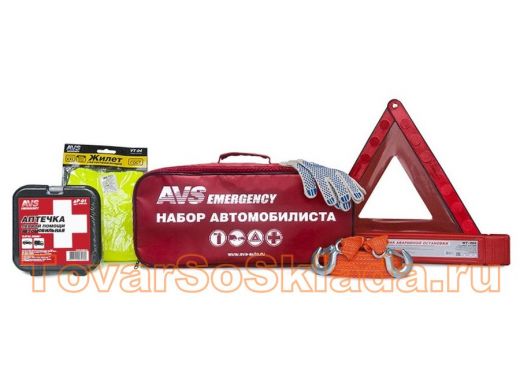 Набор автомобилиста 6 предметов AVS AN-01R (красная сумка)