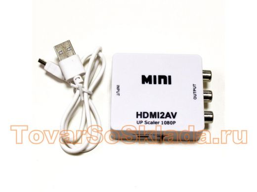 Переходник  (вход: гнездо HDMI / выход: гнезда 3*RCA) конвертер/адаптерI; HDMI-RCA 1080p NTSC, PAL