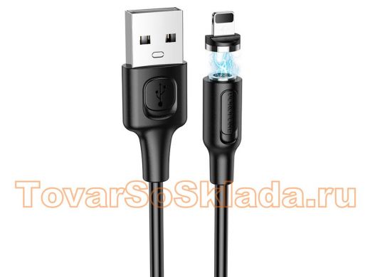 Шнур USB / Lightning (iPhone) BoroFone BX41 Черный кабель магнитный USB 2.4A (iOS Lighting) 1м