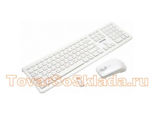 Беспроводной комплект клавиатура+мышь Chicony WUG1051 (USB) белый (клав.низкопрофильн.укороч.+оптич