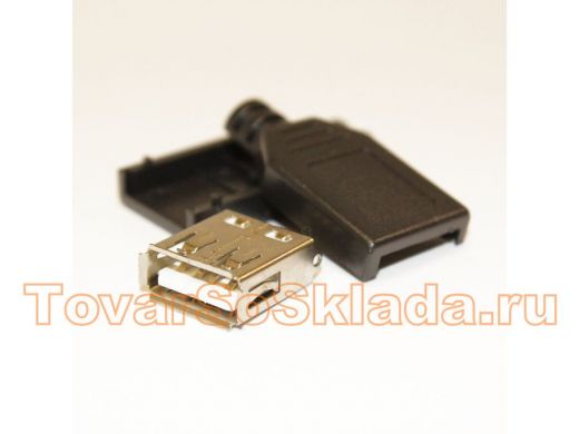 Разъём компьют: гнездо USB 4pin на кабель в корпусе