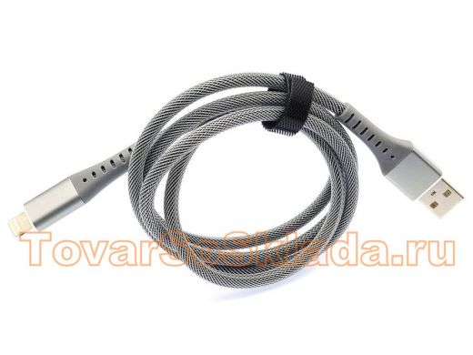 Шнур USB / Lightning (iPhone) Орбита OT-SMI32 Серый кабель USB 2.4A (iOS Lightning) 1м