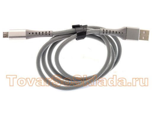 .Серый кабель USB 2.4A (microUSB) 1м 
