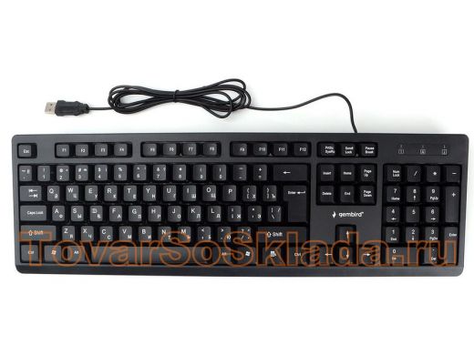 Клавиатура проводная Gembird KB-8355U-BL, USB, черный, лазерная гравировка символов, кабель 1,85м