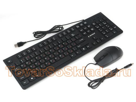 Проводной комплект клавиатура+мышь Gembird KBS-9050, черн.,104кл, 3кн., каб.1.5м