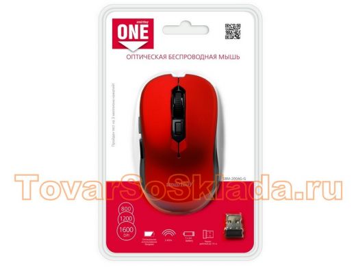 Мышь беспроводная Smartbuy One 200AG-R, красная