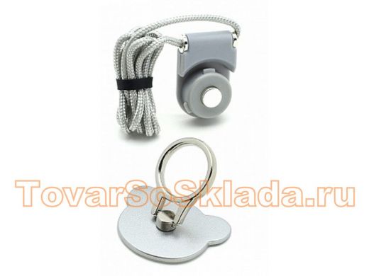 Держатель-кольцо, со шнурком, мишка, серебро