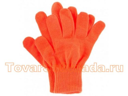 Перчатки трикотажные, акрил, цвет: оранжевый, оверлок, Россия// СИБРТЕХ