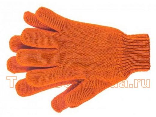 Перчатки трикотажные, акрил, двойные, цвет: оранжевый, двойная манжета, Россия// Сибртех