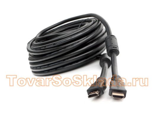 Шнур  HDMI / HDMI 20 м  Cablexpert CCF2-HDMI4-20M, v1.4, 19M/19M, чер, позол., экран, 2 ферр кольца