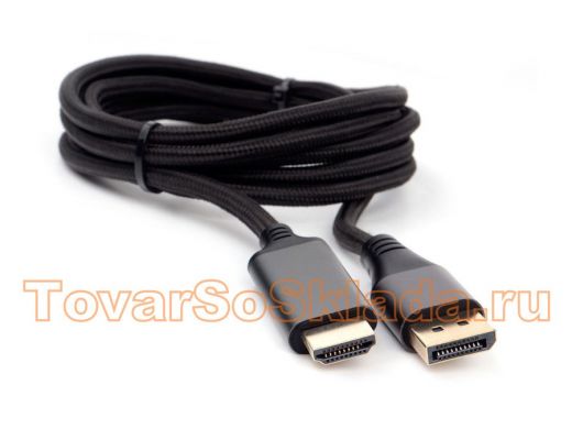Кабель DisplayPort->HDMI Cablexpert CC-DP-HDMI-4K-6 , 4K, 1.8м, 20M/19M, черный, экран, пакет