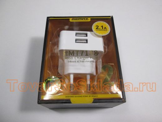 Зарядное устройство с 2-мя USB  REMAX RMT7188  5 Вольт 2.1А. в розетку, 2USB POWER ADAPTER