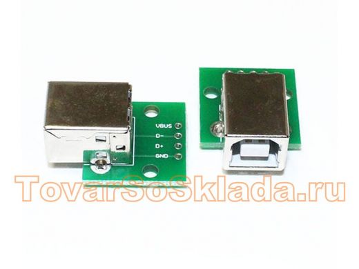 Arduino 3447-4: Адаптер гнездо_USB TypeB 4 контакта (принтер) на печатной плате