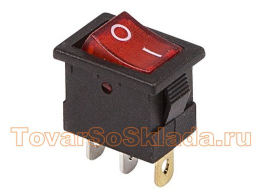 Выключатель клавишный 12V 15А (3с) ON-OFF красный  с подсветкой  Mini  REXANT