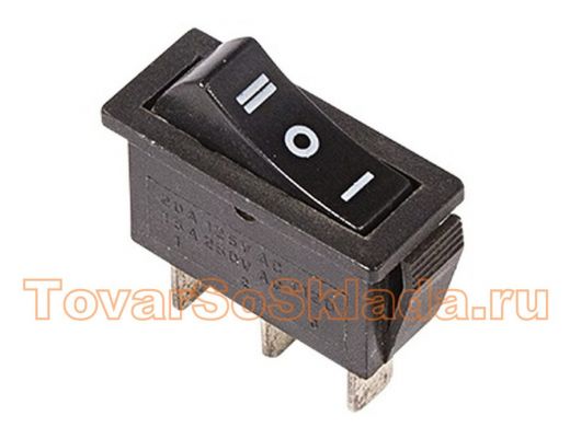 Выключатель клавишный 250V 10А (3с) ON-OFF-ON черный  с нейтралью  REXANT