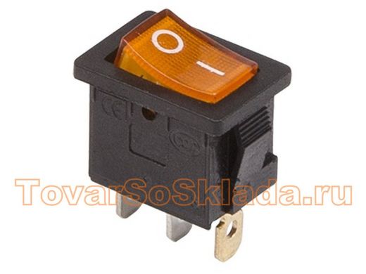 Выключатель клавишный 250V 6А (3с) ON-OFF желтый  с подсветкой  Mini REXANT