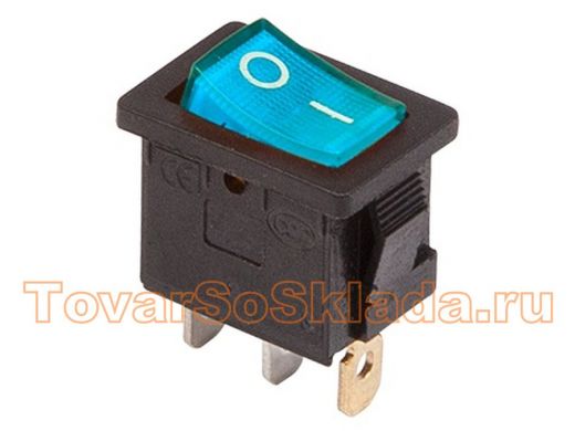 Выключатель клавишный 250V 6А (3с) ON-OFF синий  с подсветкой  Mini  REXANT