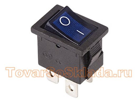 Выключатель клавишный 250V 6А (4с) ON-OFF синий  с подсветкой  Mini  REXANT