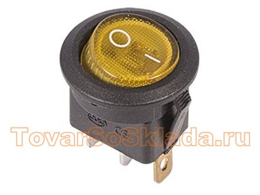 Выключатель клавишный круглый 250V 6А (3с) ON-OFF желтый  с подсветкой  REXANT