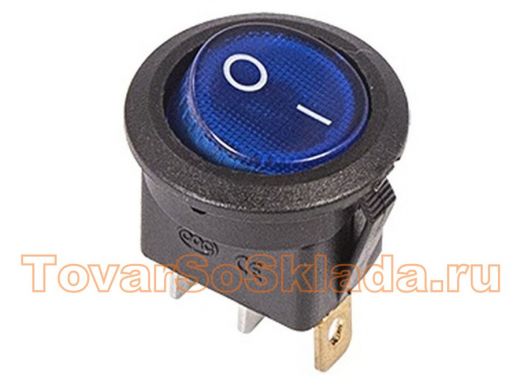 Выключатель клавишный круглый 250V 6А (3с) ON-OFF синий  с подсветкой  REXANT