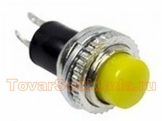 Выключатель-кнопка  металл 220V 2А (2с) (ON)-OFF  диам 10.2  желтая  Mini  REXANT