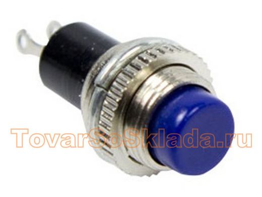 Выключатель-кнопка  металл 220V 2А (2с) (ON)-OFF  диам 10.2  синяя  Mini  REXANT