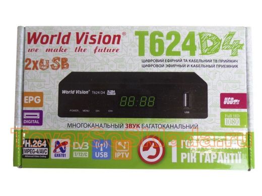 .WORLD VISION T624D4 приставка ТВ с дисплеем, Погода, IPTV, Megogo, AC3, DolbyDigital, DLNA