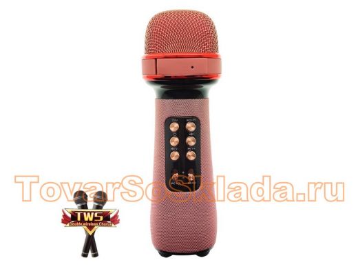 WSTER WS-898 Розовый микрофон беспроводной (Bluetooth, динамики, USB)