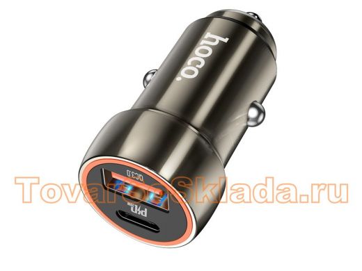 HOCO Z46A Серый ЗУ авто USB (PD20W+QC3.0, 3000mA)