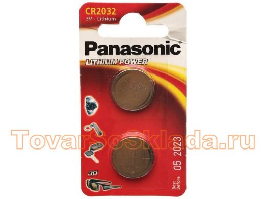Элементы питания  CR2032  Panasonic  Power Cells  2032 BL-2