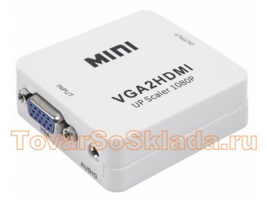 Переходник VGA гнездо / HDMI гнездо конвертер VGA + 3.5 mm Аудио на HDMI пластик, из VGA в HDMI