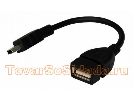 USB кабель OTG mini USB на USB шнур 0.15 м черный REXANT