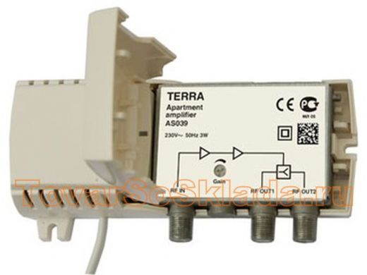 Телевиз. усилитель квартирный TERRA AS039 DVB-T2/C 47-862 МГц 20дБ, 100 дБмкВ, два выхода