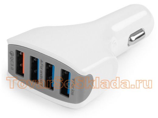 Автомобильный адаптер Cablexpert MP3A-UC-CAR18, 12V->5V 4-USB, quick charge 3.0 MP3A-UC-CAR18