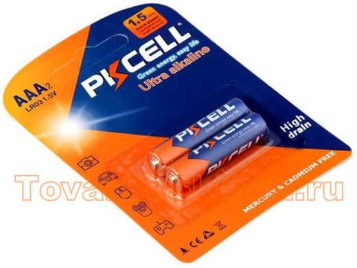 Батарейка LR03  PKCELL щелочной/алкалиновый LR03-2B тип- AAА 2 шт в блистере LR03-2B (цена за 1 шт)