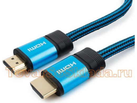 Шнур  HDMI / HDMI  4,5м  Cablexpert, серия Gold, v1.4, M/M, синий, позол.разъемы, алюминиевый кор