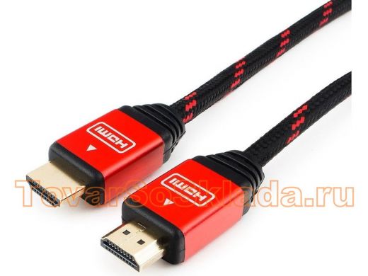 Шнур  HDMI / HDMI  3м  Cablexpert, серия Gold, v1.4, M/M, красный, позолоч., алюминиевый корпус, ней
