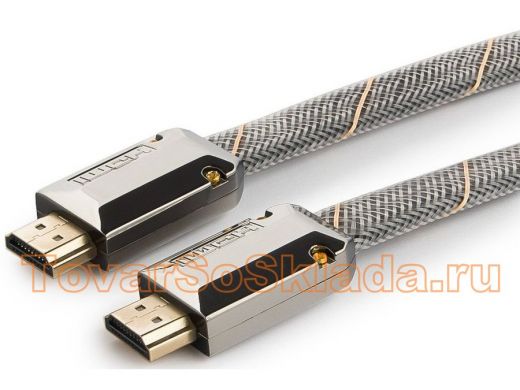 Шнур  HDMI / HDMI  1 м  Cablexpert, Platinum, 1 м, v2.0, плоский,позол.разъемы, металлический кор