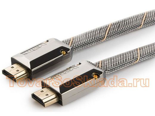 Шнур  HDMI / HDMI  3м  Cablexpert, серия Platinum, v2.0, M/M, плоский, позол.разъемы, металличес