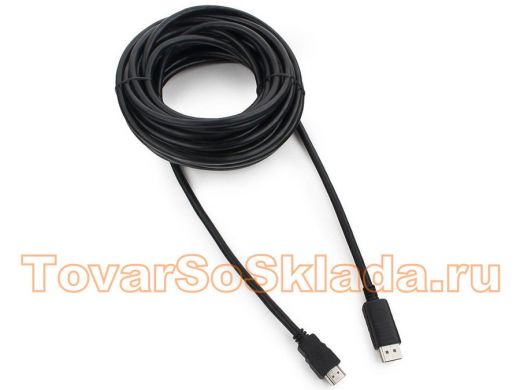 Кабель DisplayPort / HDMI 10м  Cablexpert CC-DP-HDMI-10M  20M/19M, черный, экран, пакет