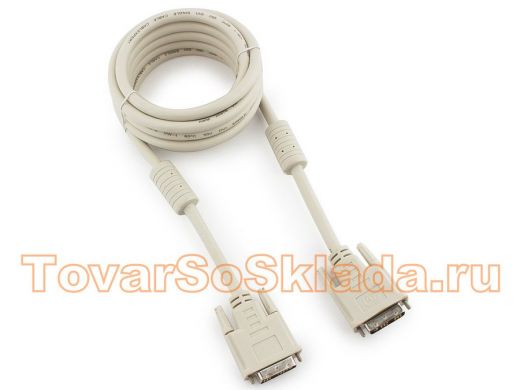 Кабель DVI-D  3м single link Cablexpert CC-DVI-10, 19M/19M серый, экран, феррит.кольца, пакет CC-