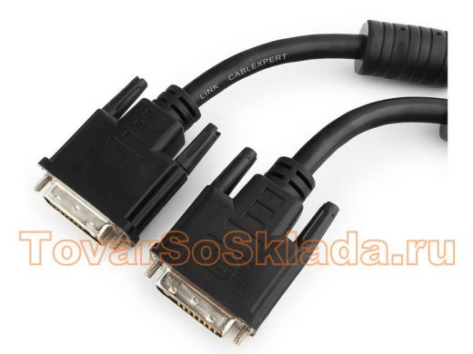 Кабель DVI-D  1,8м  single link Cablexpert CC-DVI-BK-6, 19M/19M,  черный,экран, феррит.кольца, пакет